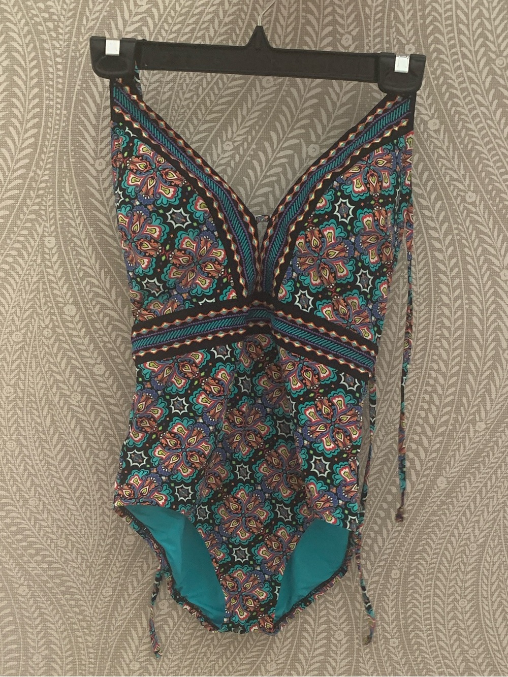 Nanette Lepore Turquoise Lined Floral Print One-Piece